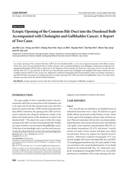 Ectopic Opening of the Common Bile Duct Into the Duodenal Bulb Accompanied with Cholangitis and Gallbladder Cancer: a Report of Two Cases