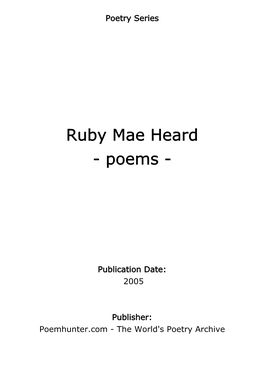 Ruby Mae Heard - Poems
