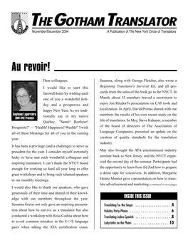 November/December 2004 a Publication of the New York Circle of Translators