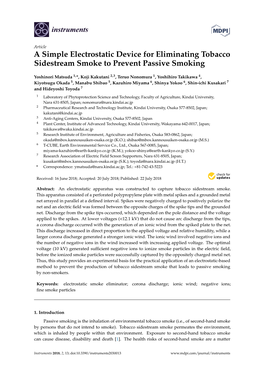 A Simple Electrostatic Device for Eliminating Tobacco Sidestream Smoke to Prevent Passive Smoking
