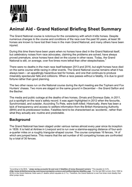 Grand National Briefing Sheet Summary