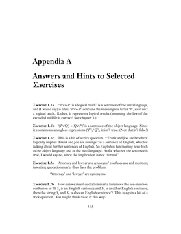 Appendix a Answers and Hints to Selected Exercises