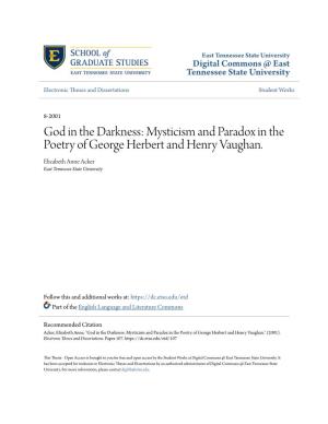 Mysticism and Paradox in the Poetry of George Herbert and Henry Vaughan
