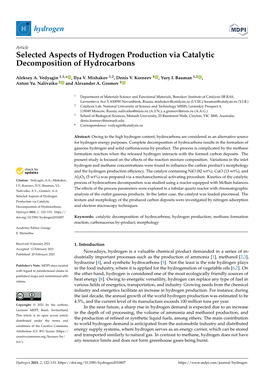 Selected Aspects of Hydrogen Production Via Catalytic Decomposition of Hydrocarbons