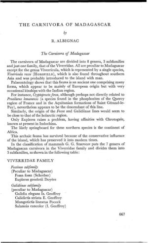 The Carnivora of Madagascar