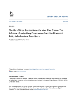 The Influence of Judge Harry Pregerson on Franchise Movement Policy in Professional Team Sports