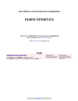 THRIVENT SERIES FUND INC Form NPORT-EX Filed 2019-05-22
