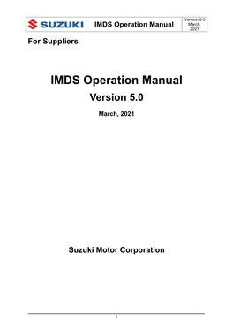 Suzuki IMDS Operation Manual