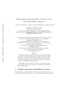 Computation and Universality: Class IV Versus Class III Cellular Automata