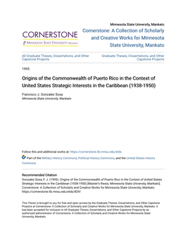 Origins of the Commonwealth of Puerto Rico in the Context of United States Strategic Interests in the Caribbean (1938-1950)