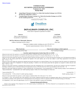 DONALDSON COMPANY, INC. (Exact Name of Registrant As Specified in Its Charter)
