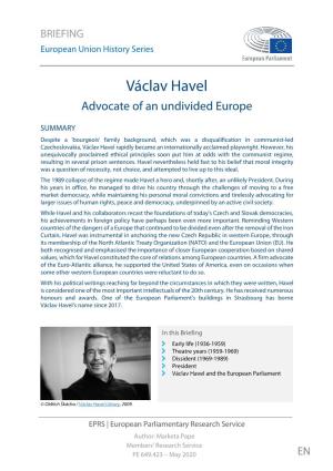 Václav Havel Advocate of an Undivided Europe