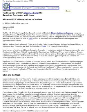 American Encounter with Islam - FPRI Page 1 of 6