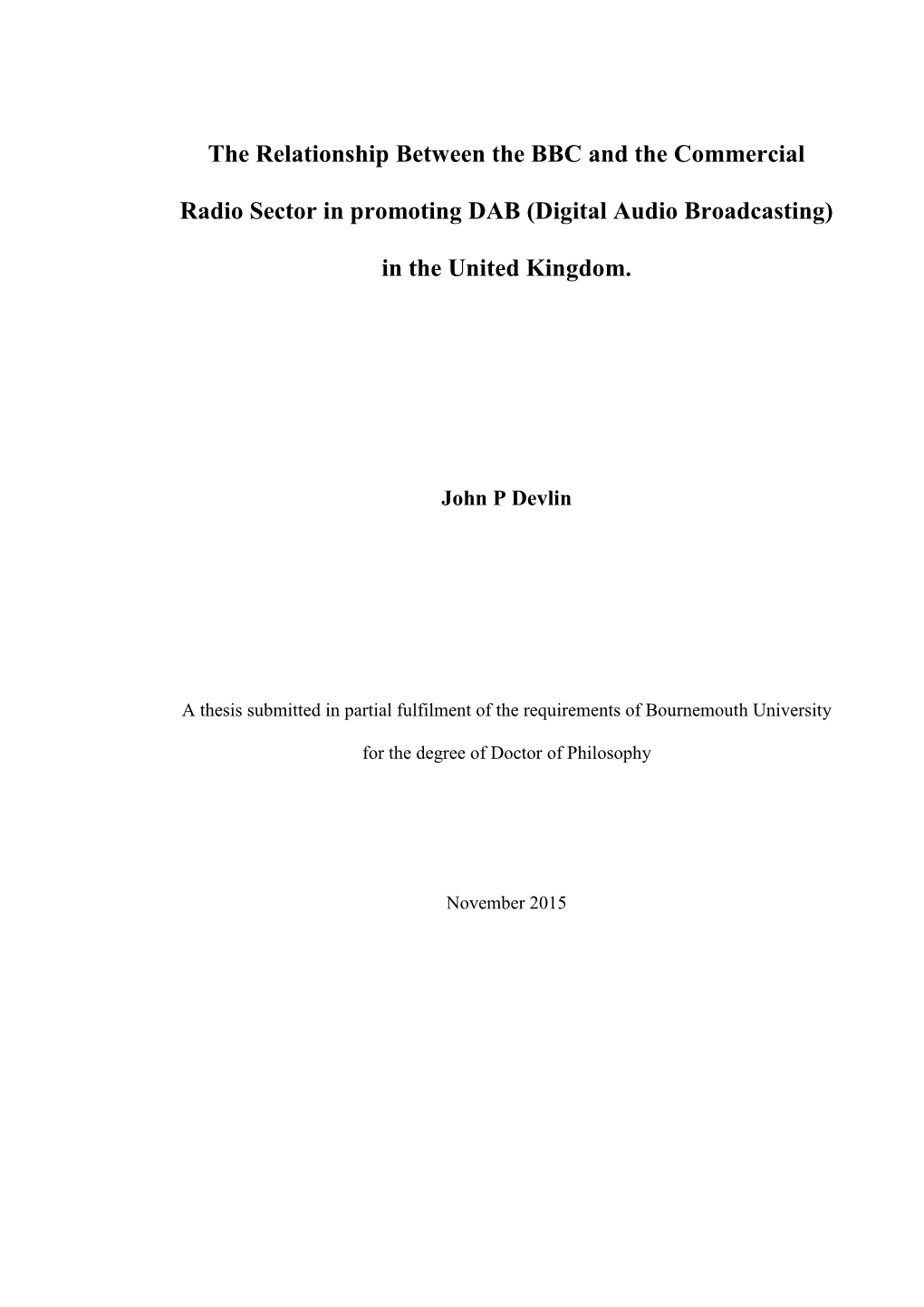 The Relationship Between the BBC and the Commercial Radio Sector