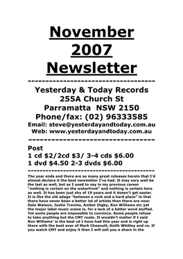 Newsletter November 2007