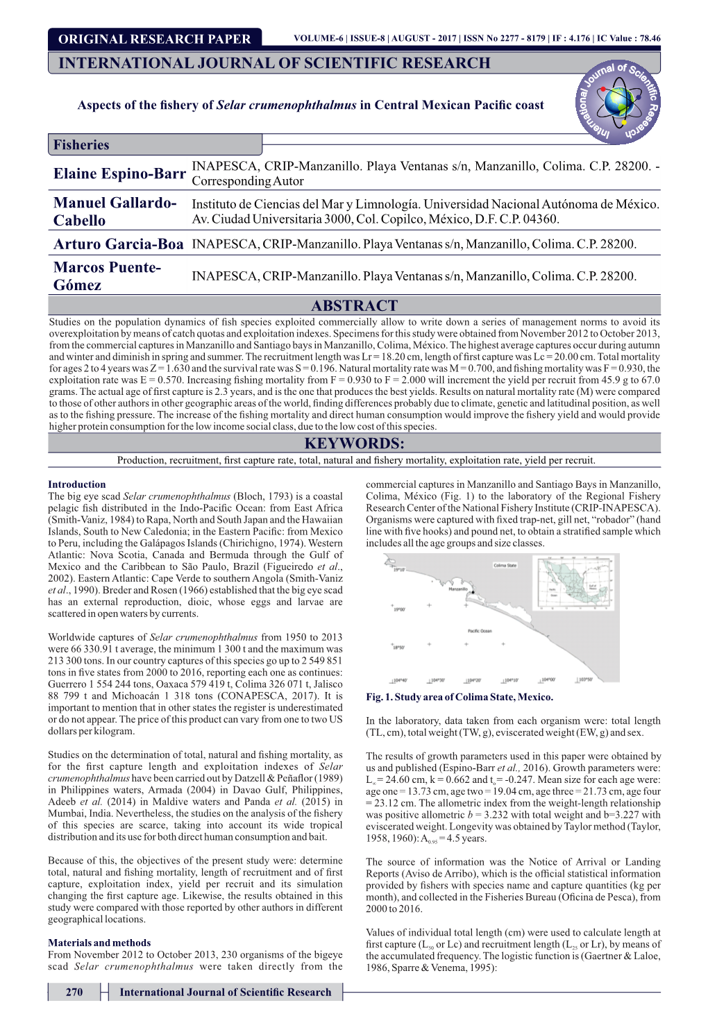 INTERNATIONAL JOURNAL of SCIENTIFIC RESEARCH Manuel Gallardo