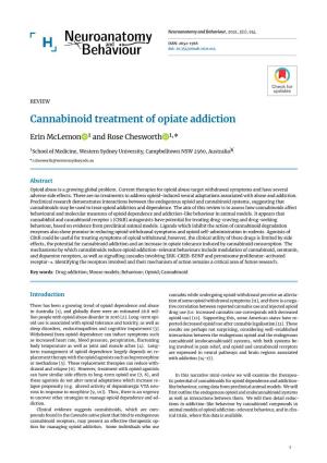 Cannabinoid Treatment of Opiate Addiction