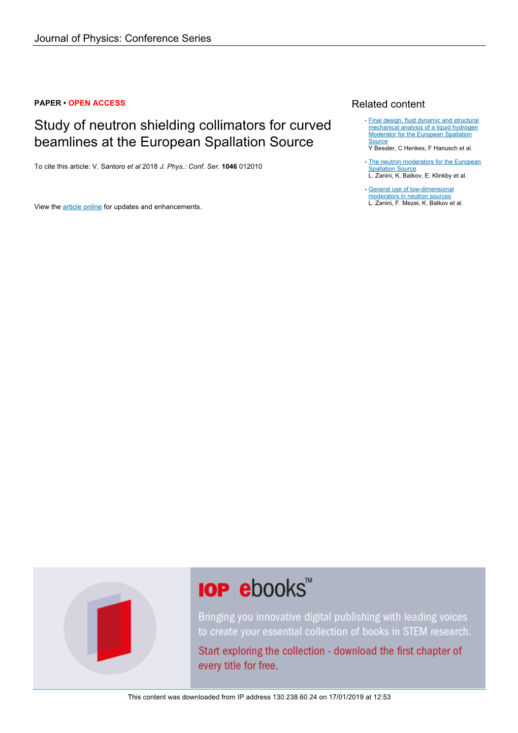 Study of Neutron Shielding Collimators for Curved Beamlines at the European Spallation Source