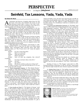 Seinfeld, Tax Lessons, Yada, Yada, Yada