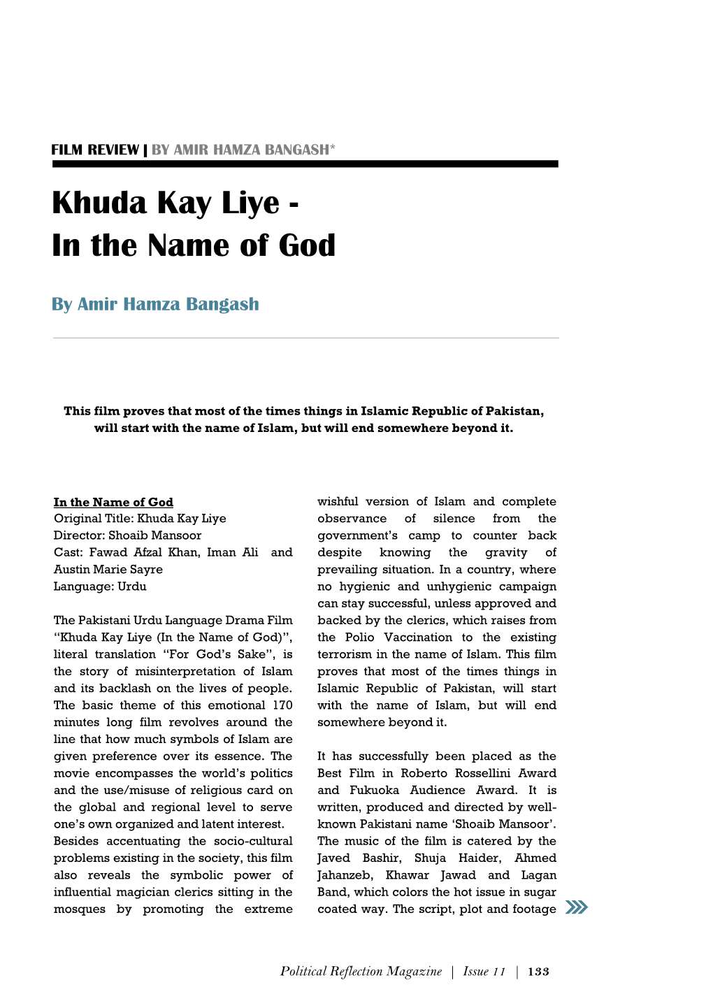 Khuda Kay Liye - in the Name of God