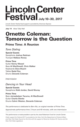 Ornette Coleman: Tomorrow Is the Question
