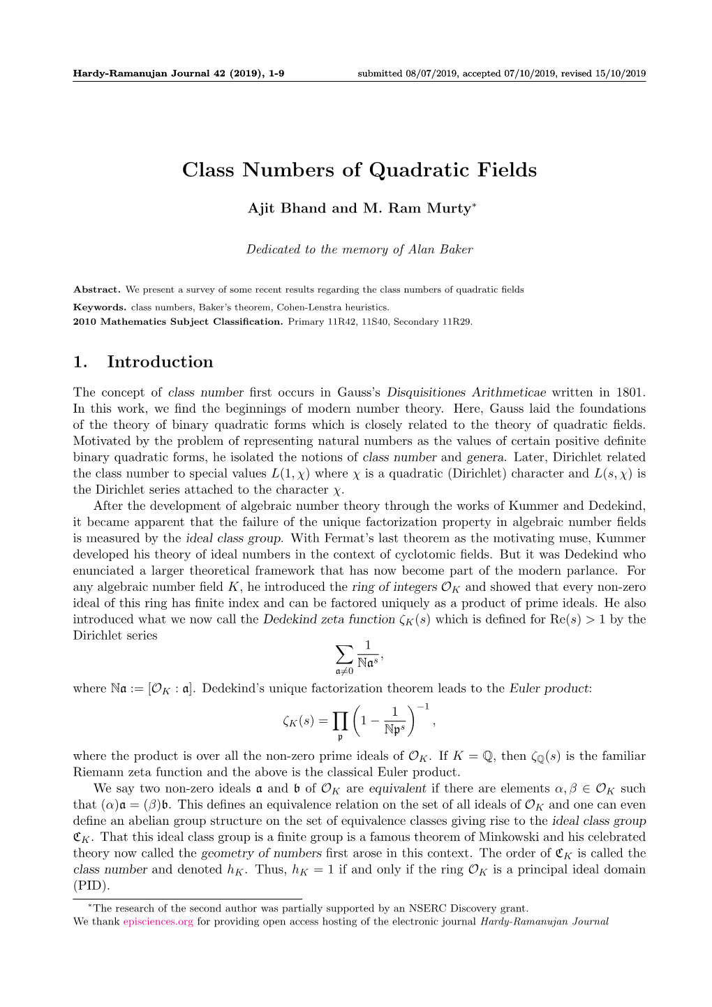 Class Numbers of Quadratic Fields