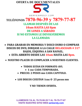 TELÉFONOS 7870-9639 Y 7879-7787