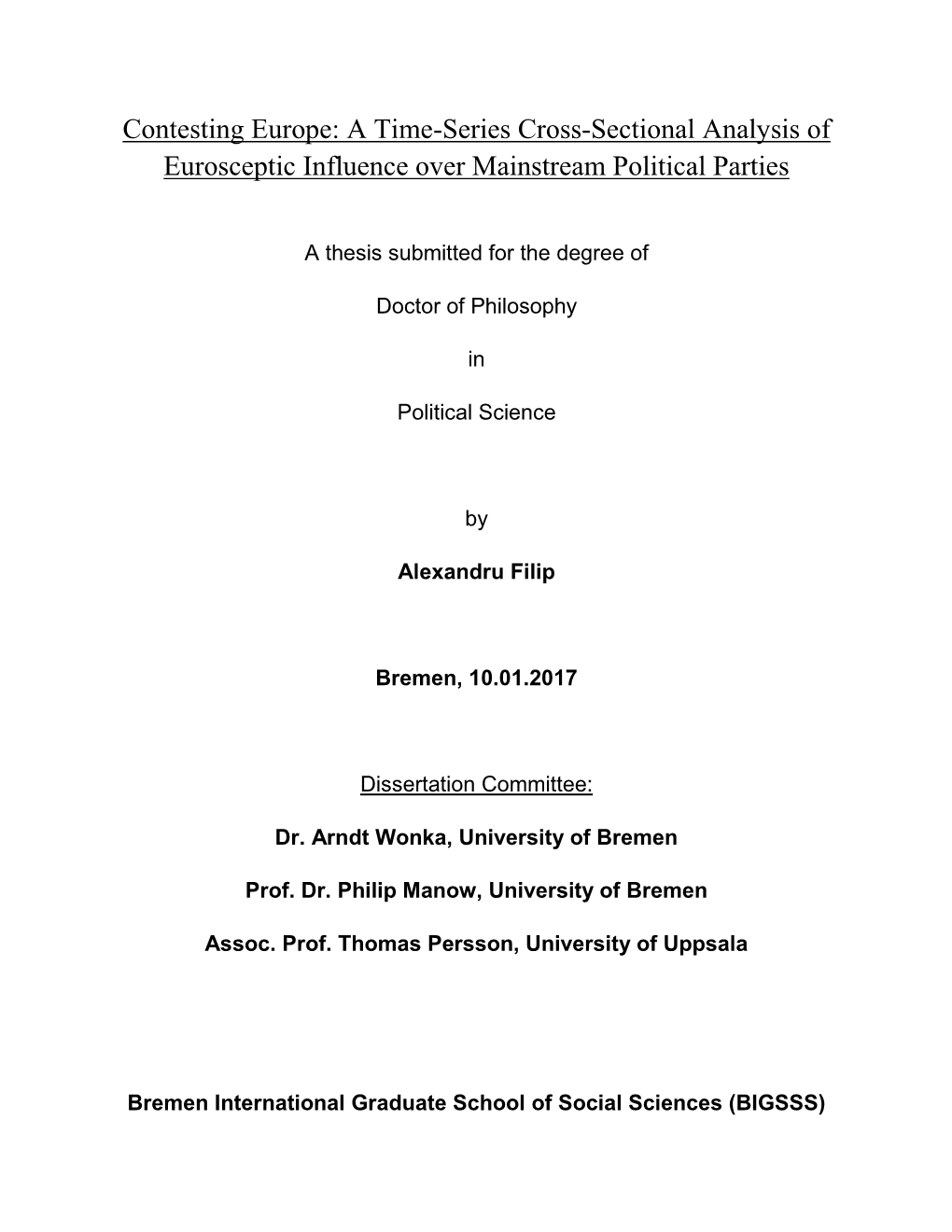 A Time-Series Cross-Sectional Analysis of Eurosceptic Influence Over Mainstream Political Parties