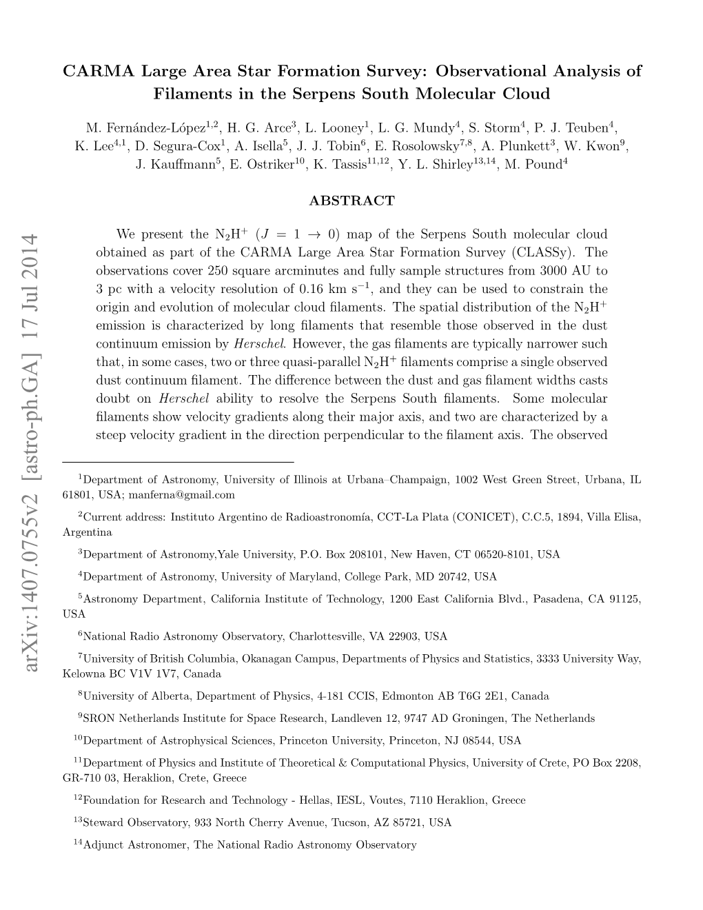 Arxiv:1407.0755V2 [Astro-Ph.GA] 17 Jul 2014