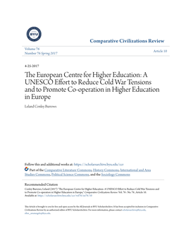 The European Centre for Higher Education: a UNESCO Effort to Red 70 Number 76, Spring 2017