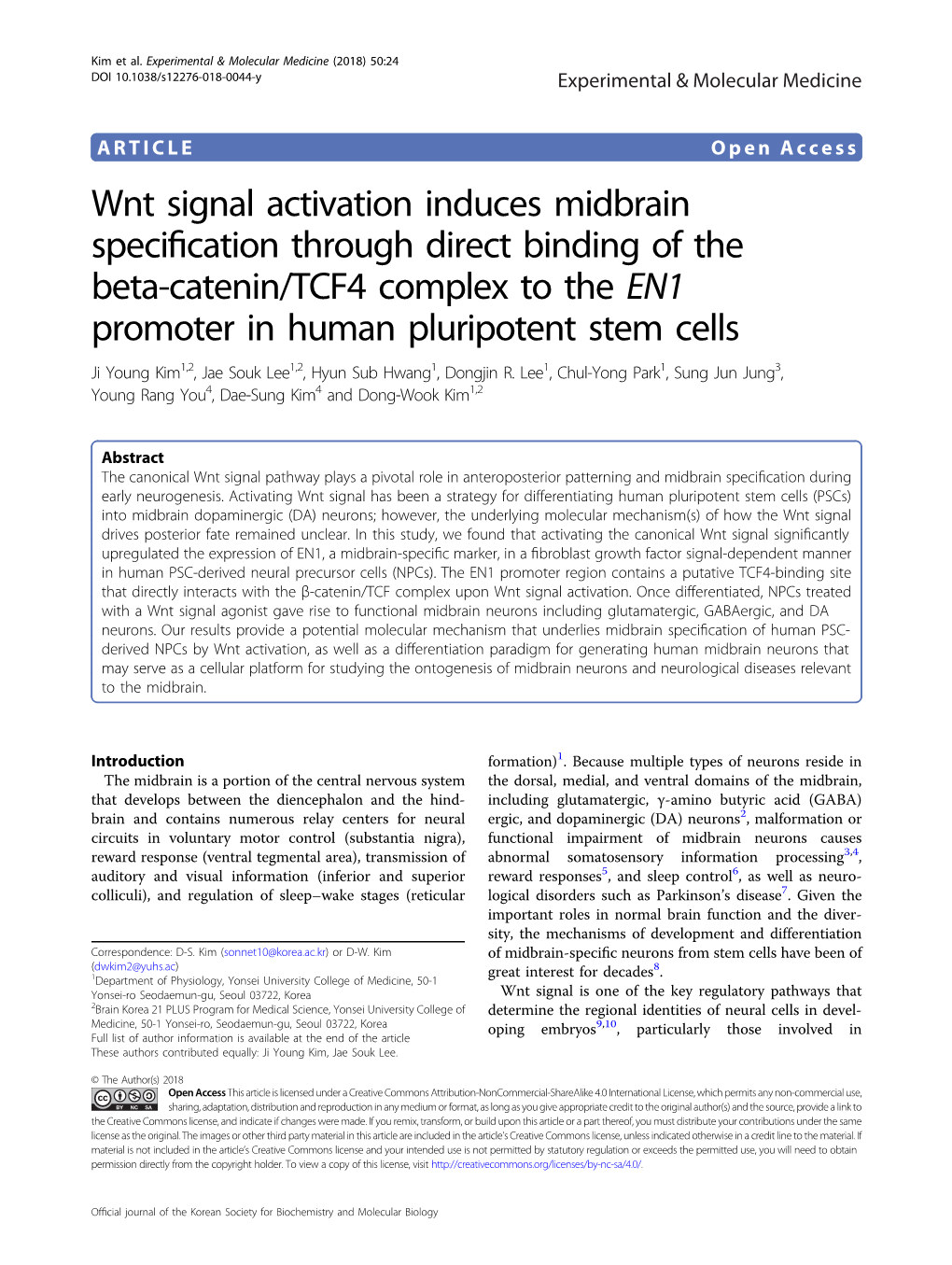 Wnt Signal Activation Induces Midbrain Specification Through Direct Binding