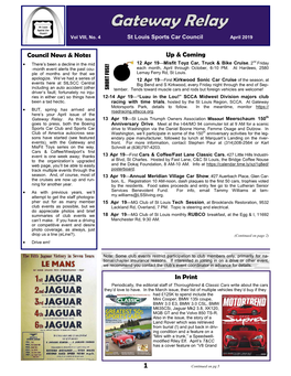 1 Council News & Notes up & Coming in Print