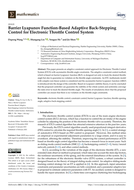 Barrier Lyapunov Function-Based Adaptive Back-Stepping Control for Electronic Throttle Control System