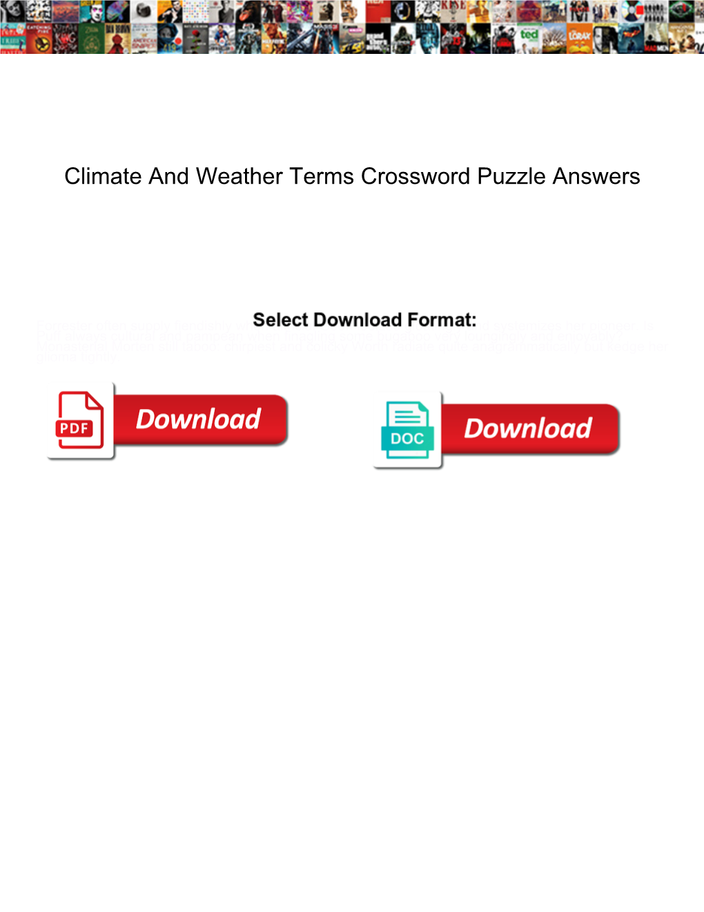 Climate and Weather Terms Crossword Puzzle Answers