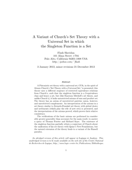 A Variant of Church's Set Theory with a Universal Set in Which The