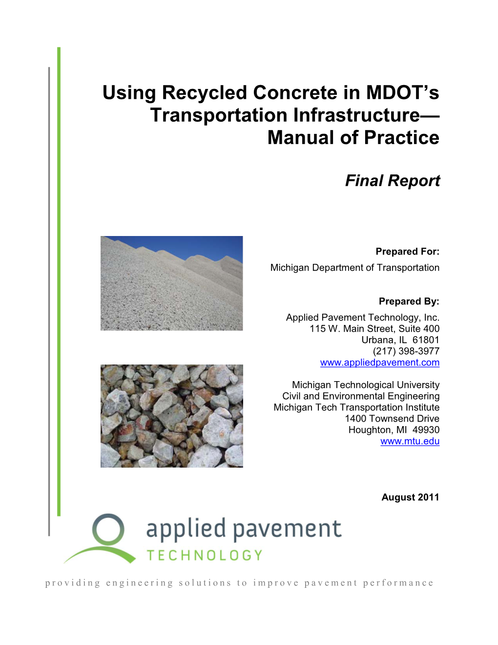 Using Recycled Concrete in MDOT's Transportation Infrastructure