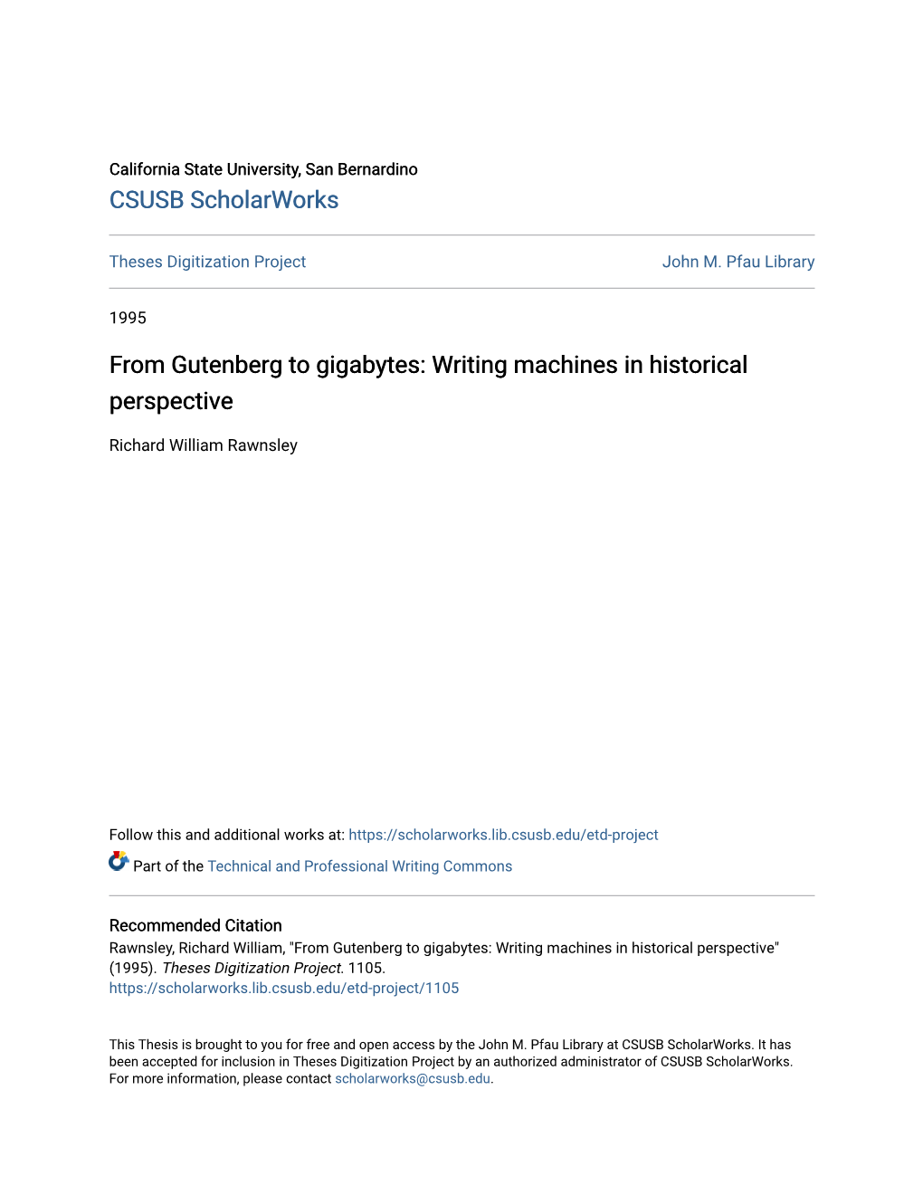 From Gutenberg to Gigabytes: Writing Machines in Historical Perspective