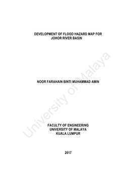 Development of Flood Hazard Map for Johor River Basin