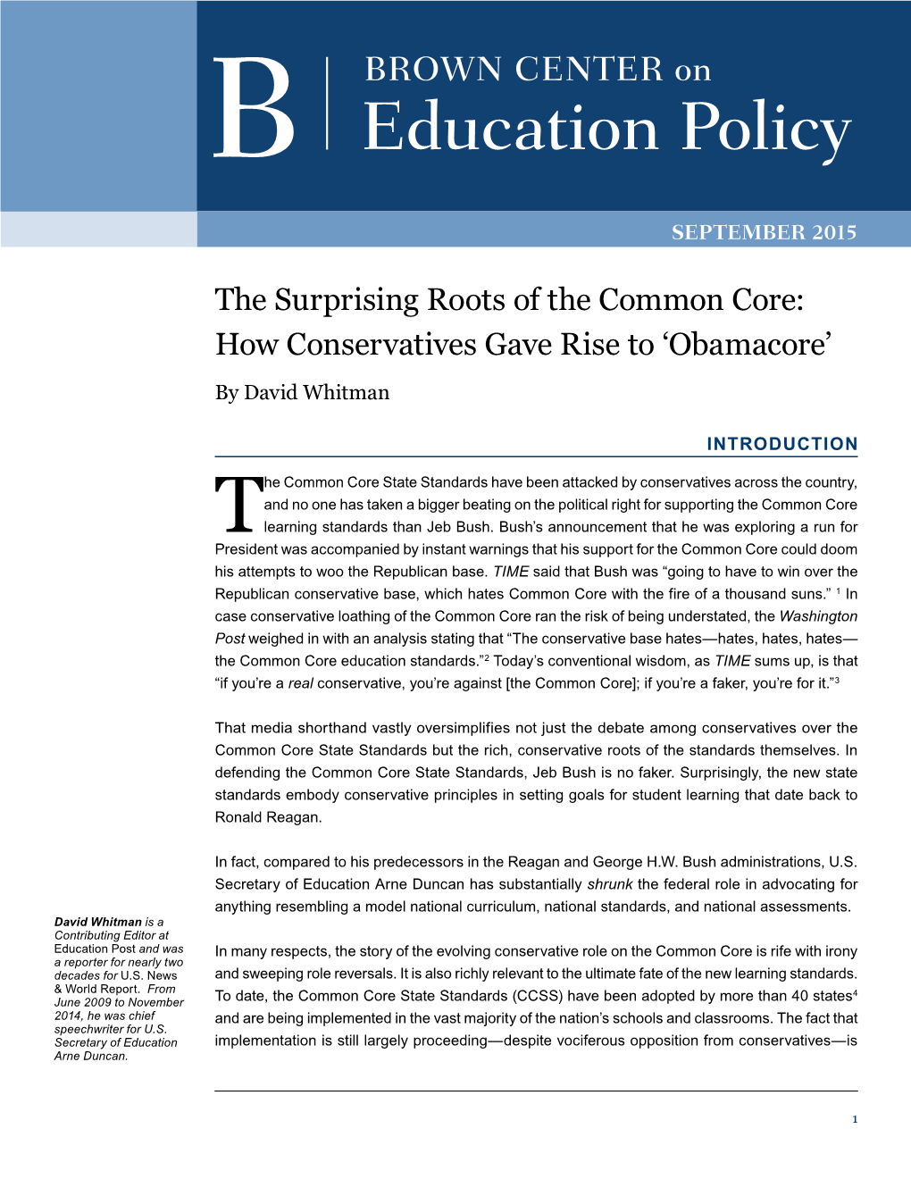 Surprising Roots of the Common Core: How Conservatives Gave Rise to ‘Obamacore’ by David Whitman