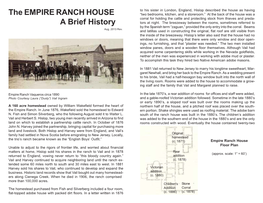 The EMPIRE RANCH HOUSE a Brief History