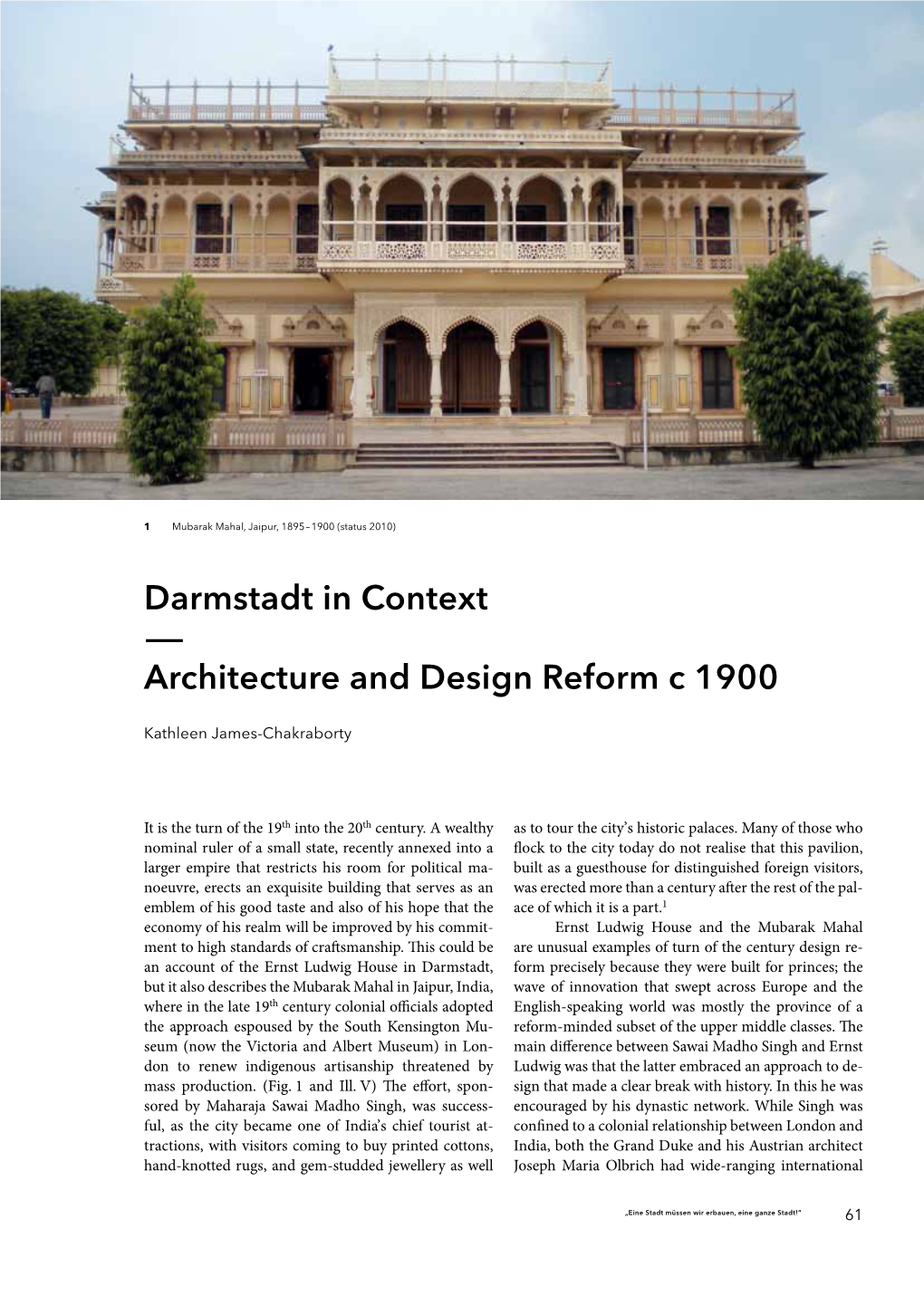 Darmstadt in Context — Architecture and Design Reform C 1900