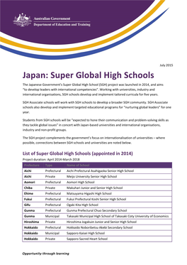 Japan: Super Global High Schools