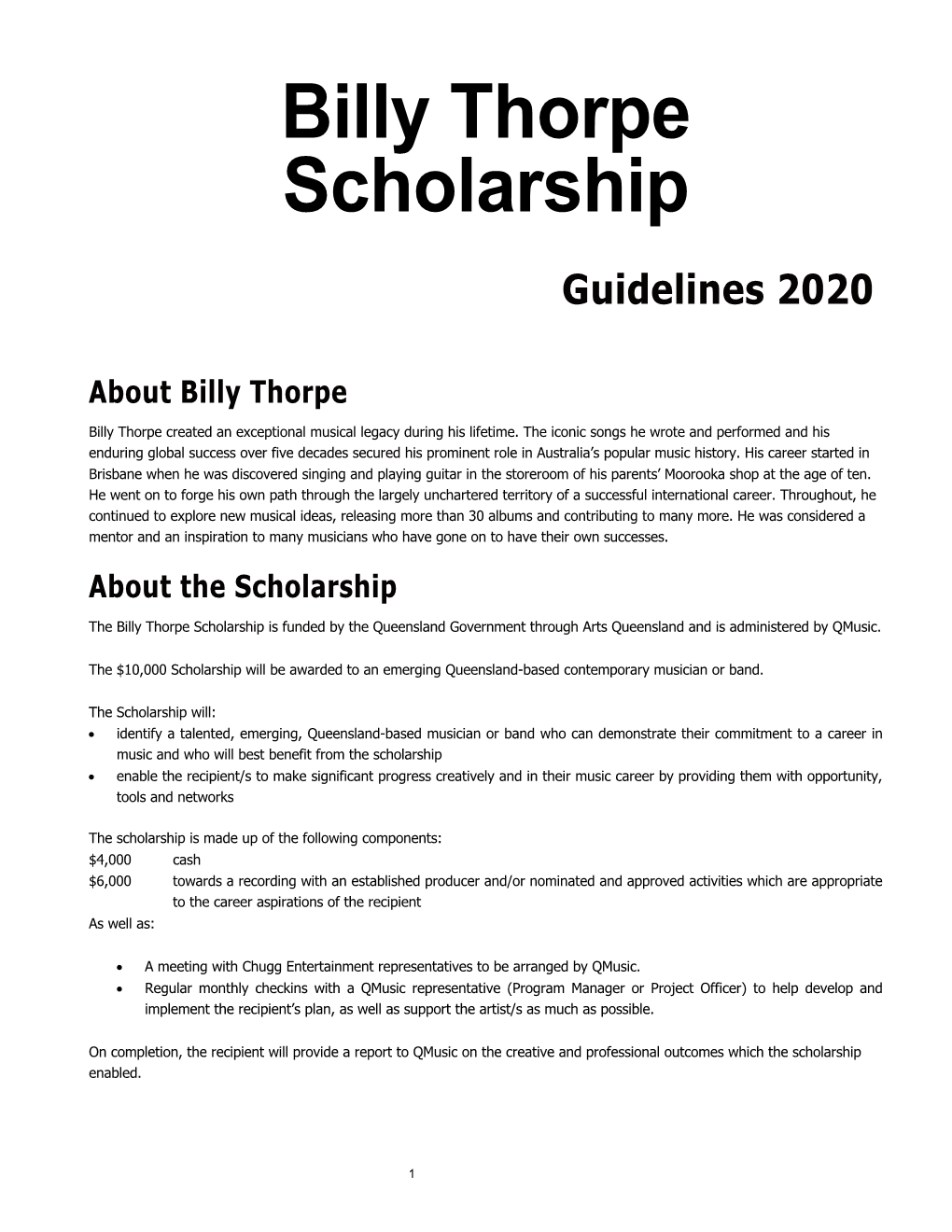 Billy Thorpe Scholarship