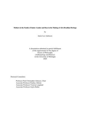 Gender and Race in the Making of Afro-Brazilian Heritage by Jamie Lee Andreson a Dissertation S