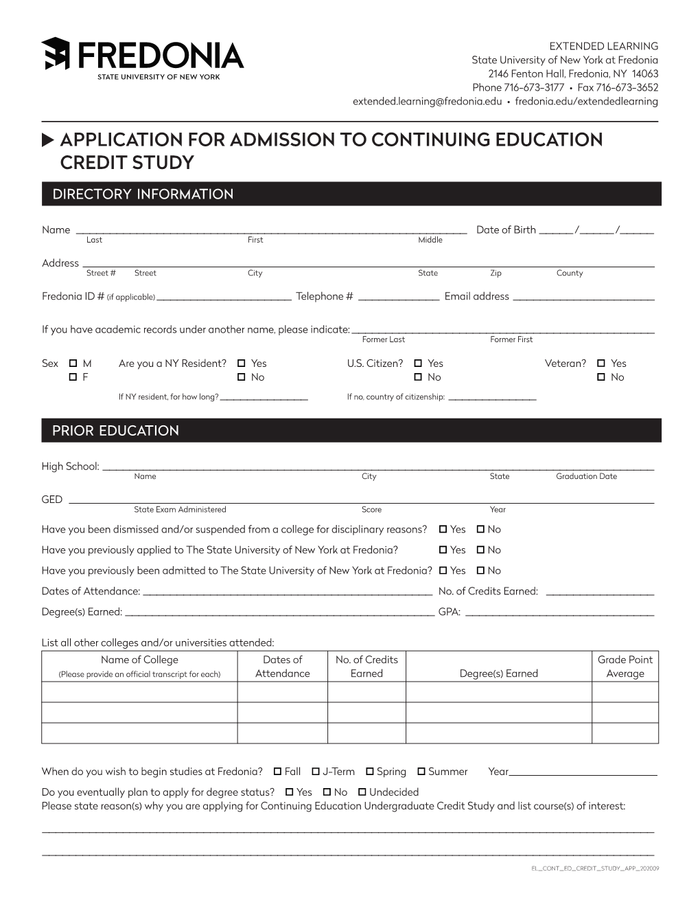 Application for Continuing Education Credit Study