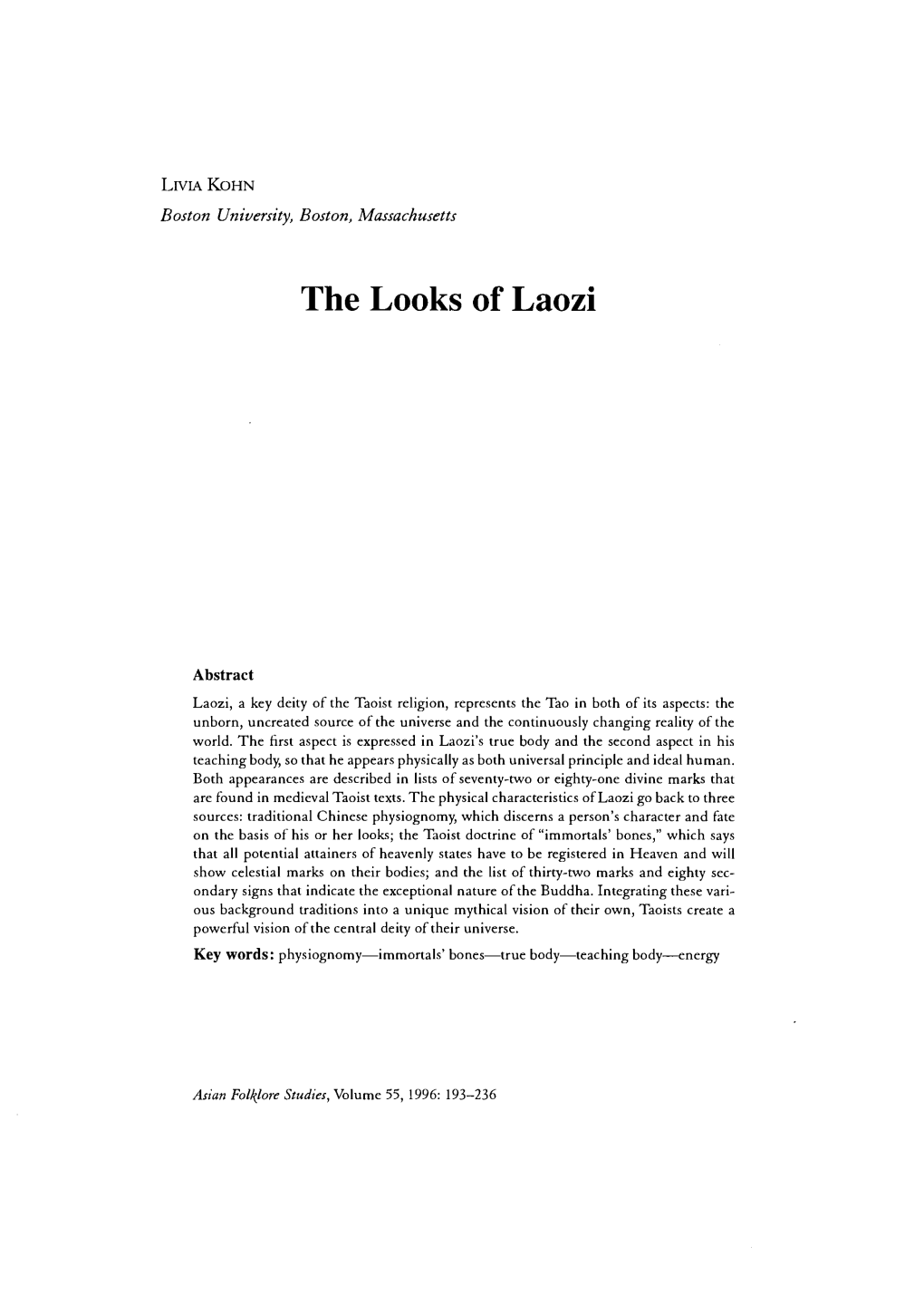 The Looks of Laozi