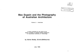 Max Dupain and the Photography of Australian Architecture