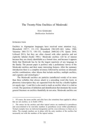 The Twenty-Nine Enclitics of Meskwaki