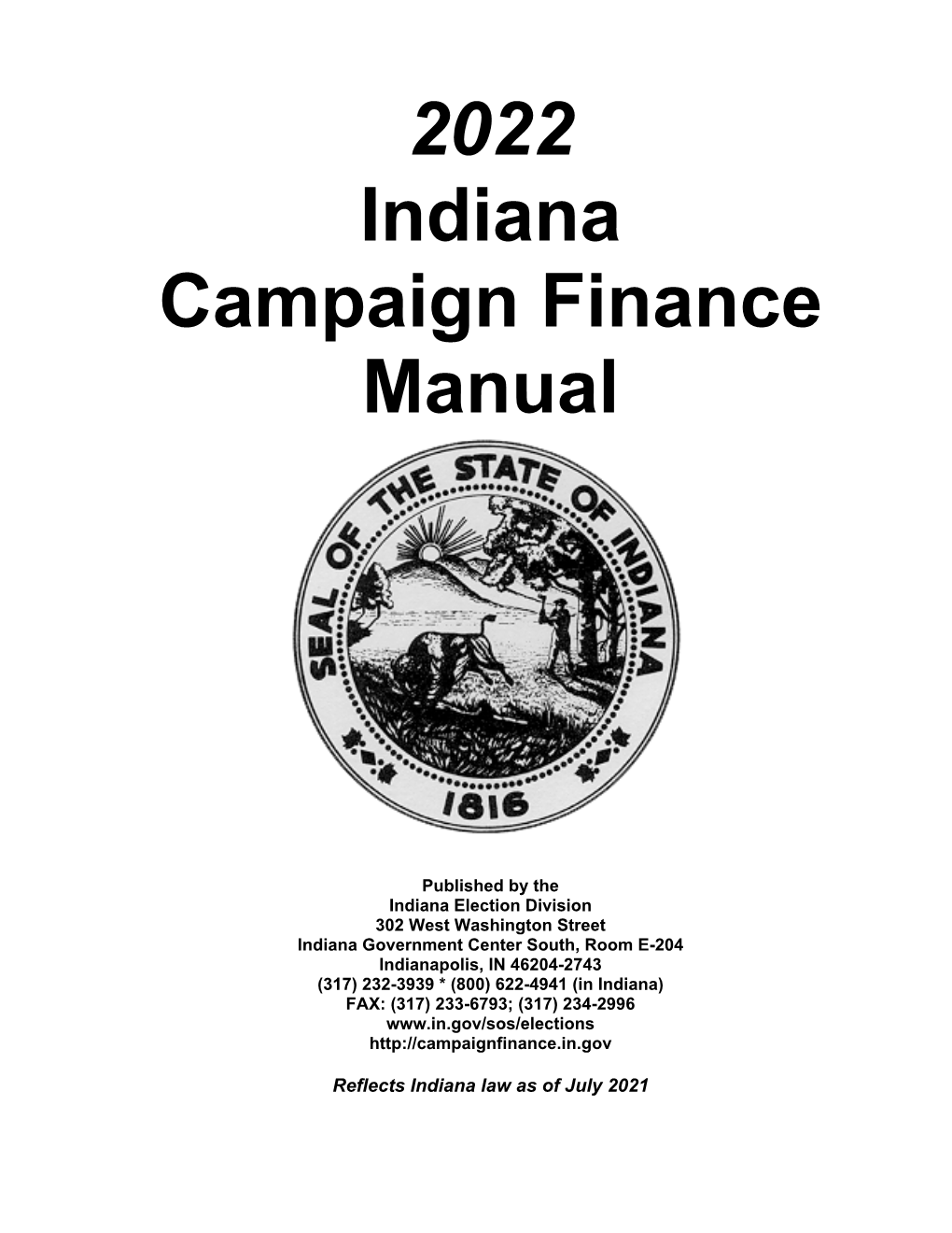 2022 Indiana Campaign Finance Manual