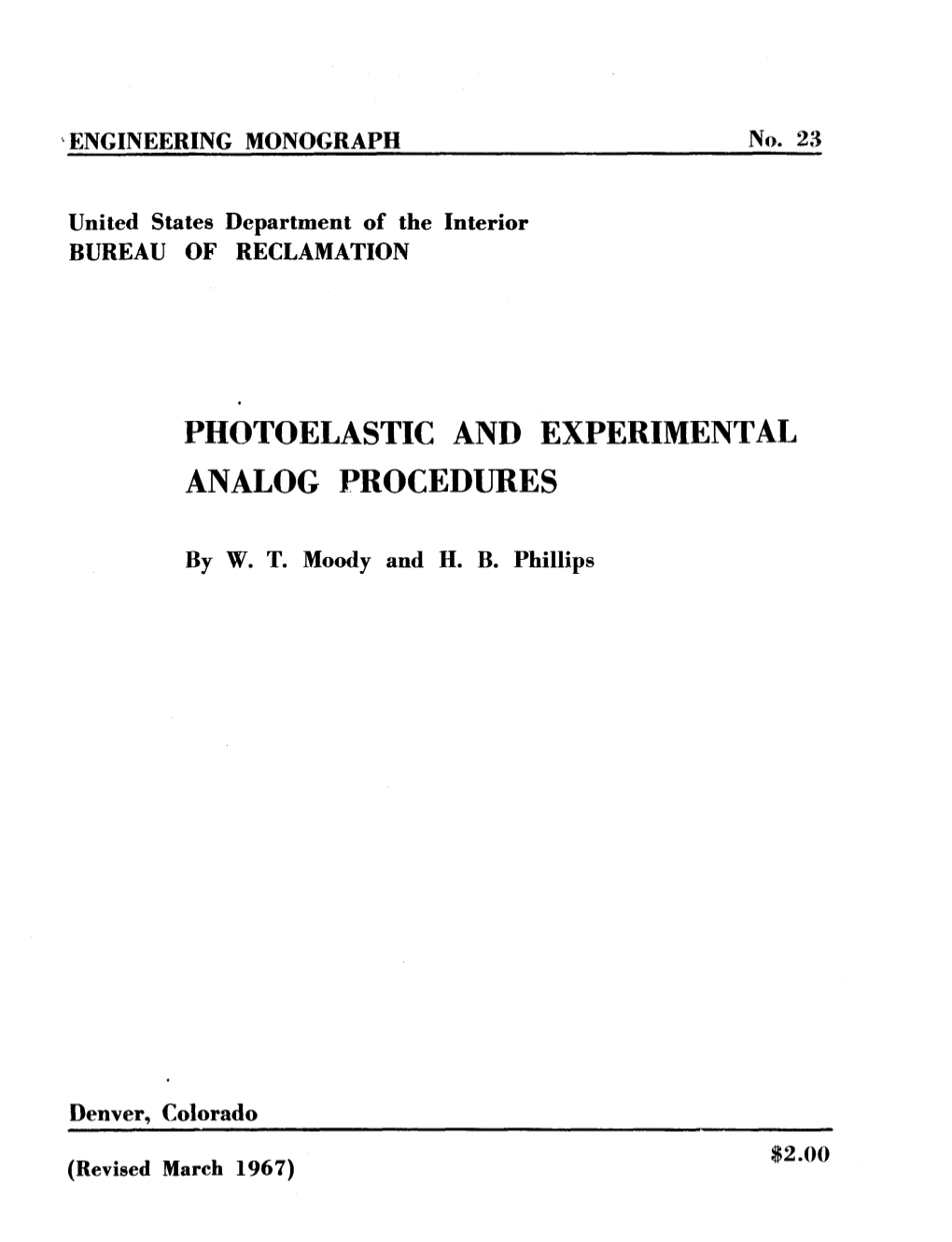 Photoelastic and Experimental Analog Procedures